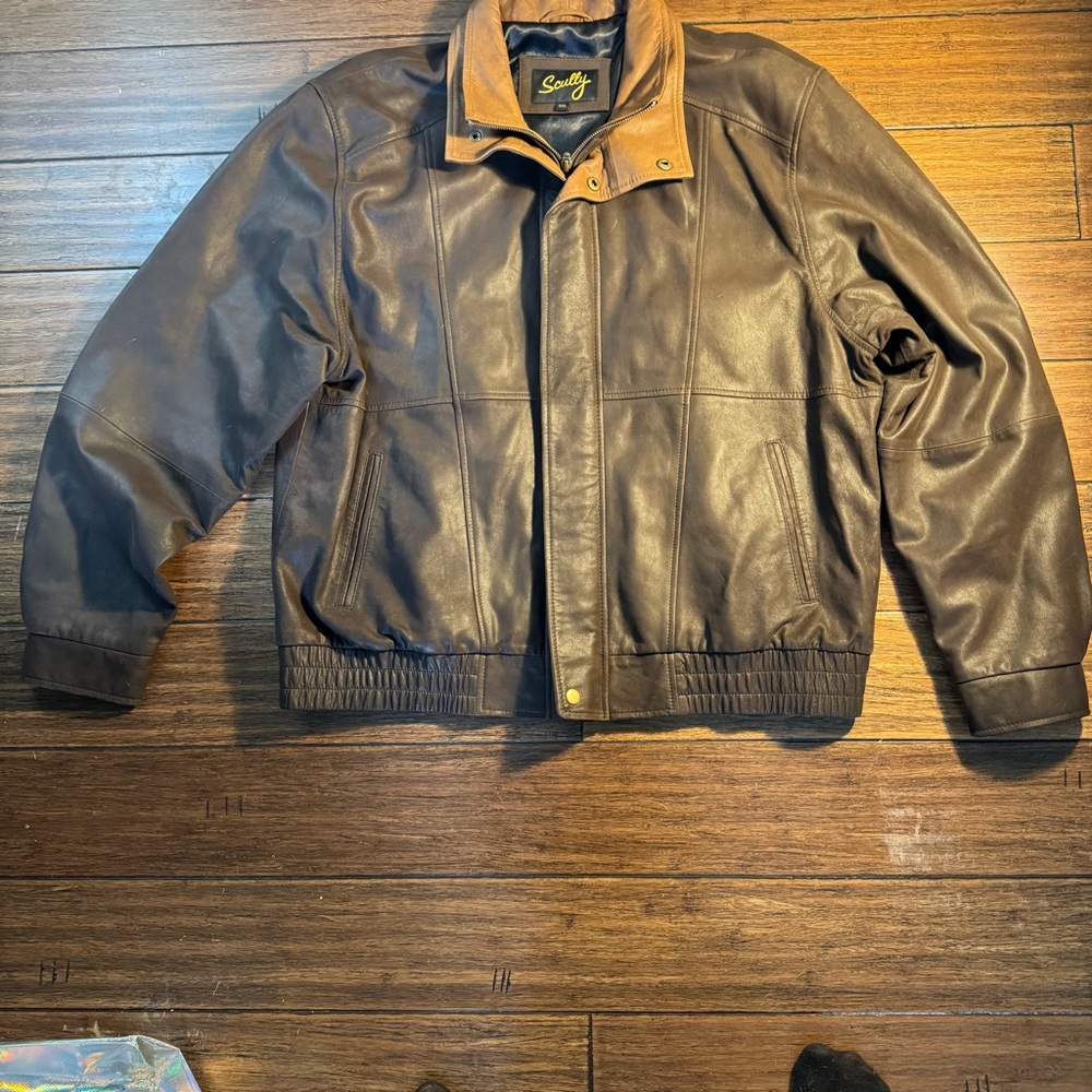 Scully Brown Featherlite Bomber Leather Jacket Size XXL